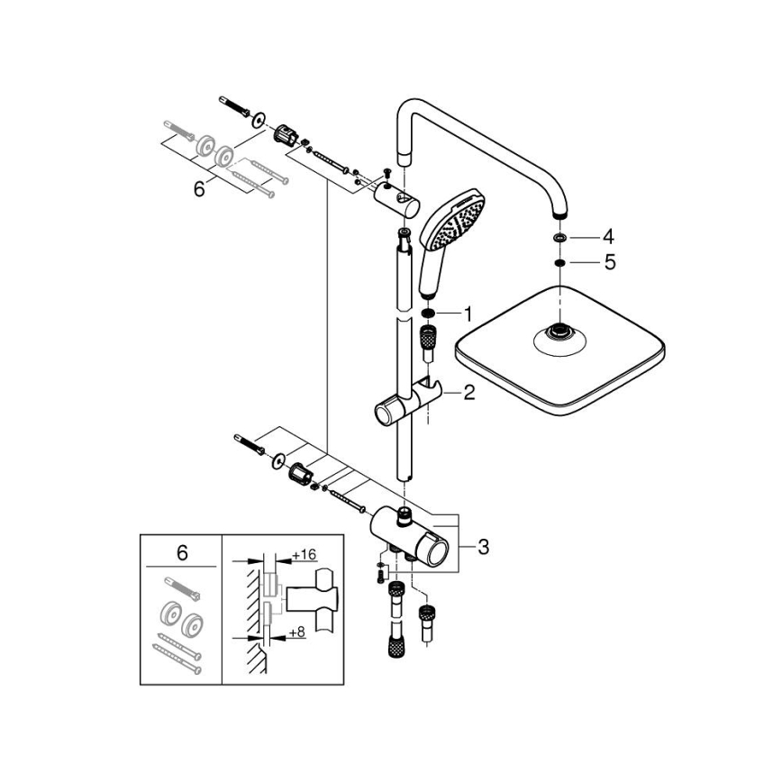 GROHE 26986001 - Duschsystem VITALIO COMFORT 250 blank krom