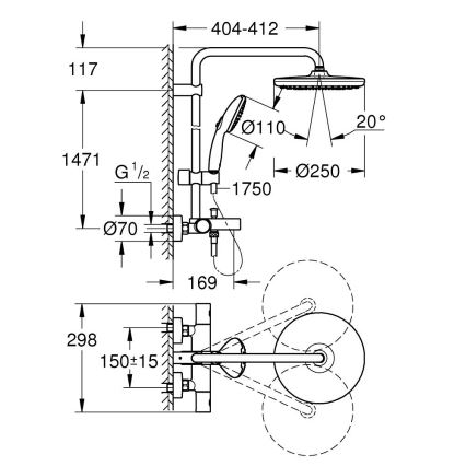 GROHE 269882431 - Duschsystem VITALIO START SYSTEM 250 390 mm svart