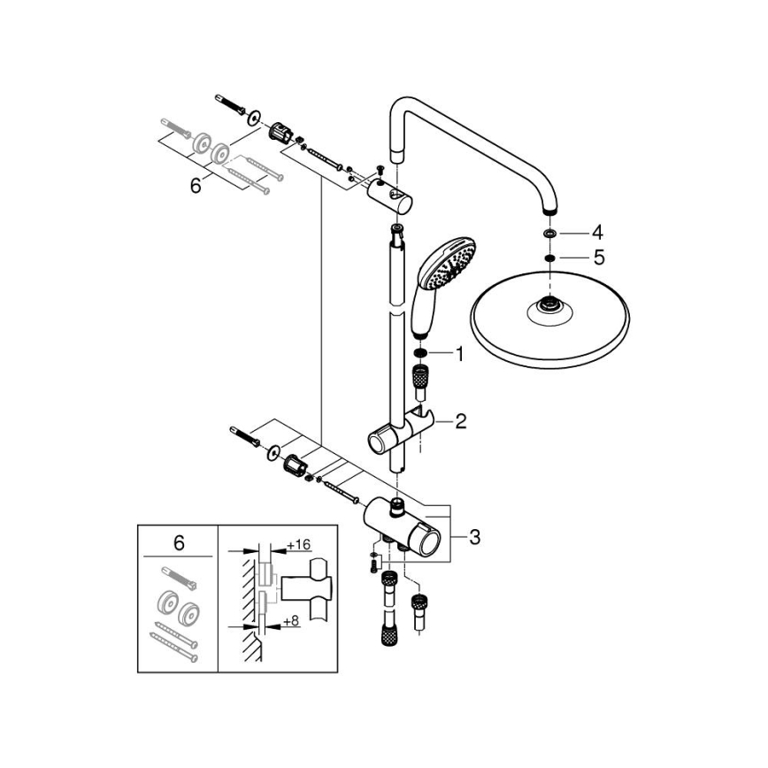 GROHE 26989001 - Duschsystem VITALIO START SYSTEM 250 390 mm blank krom