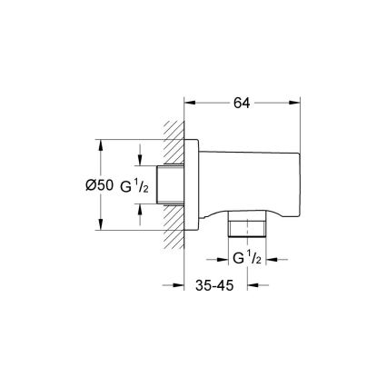 GROHE 27057000 - Vägganslutning RAINSHOWER DN 15 polerad krom