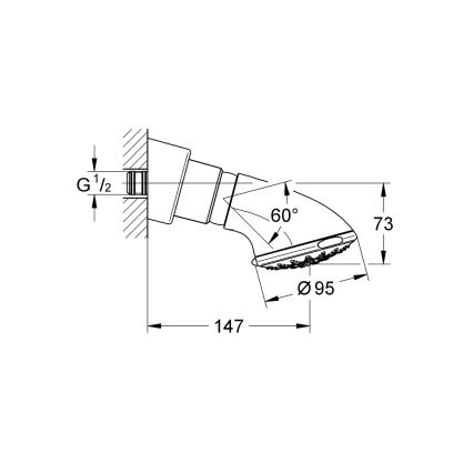GROHE 27062000 - Duschhuvud RELEXA 100 Five 95 mm blankkrom