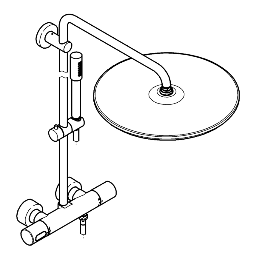 GROHE 27174001 - Duschsystem RAINSHOWER SYSTEM 400 450 mm blank krom