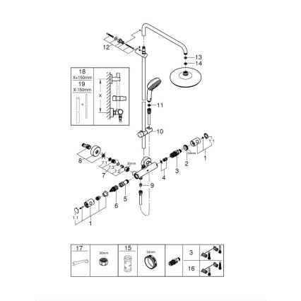 GROHE 27922001 - Duschset med termostatblandare TEMPESTA COSMOPOLITAN 210 blank krom