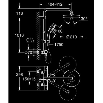 GROHE 27922001 - Duschset med termostatblandare TEMPESTA COSMOPOLITAN 210 i blank krom