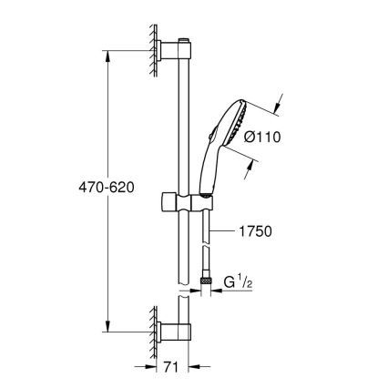 GROHE 27948001 - Duschset VITALIO START 110 600 mm polerad krom