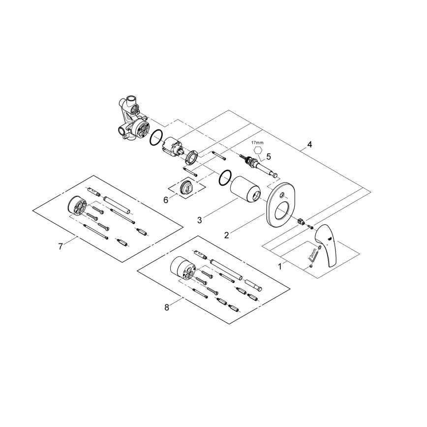 GROHE 29043000 - EUROCUBE badkarsblandare, polerad krom