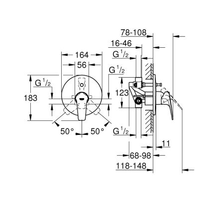 GROHE 29117000 - LINEARE badkarsblandare, polerad krom