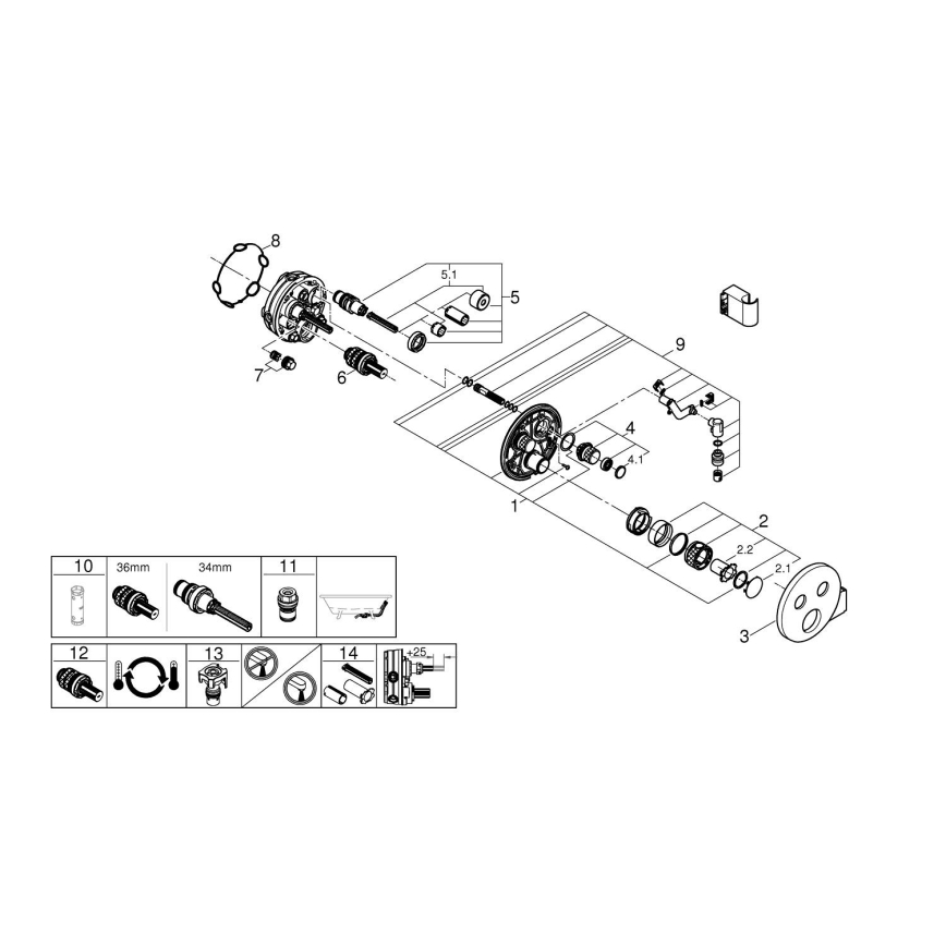 GROHE 29120000 - termostatisk infälld duschblandare GROHTHERM SMARTCONTROL + kromad hållare