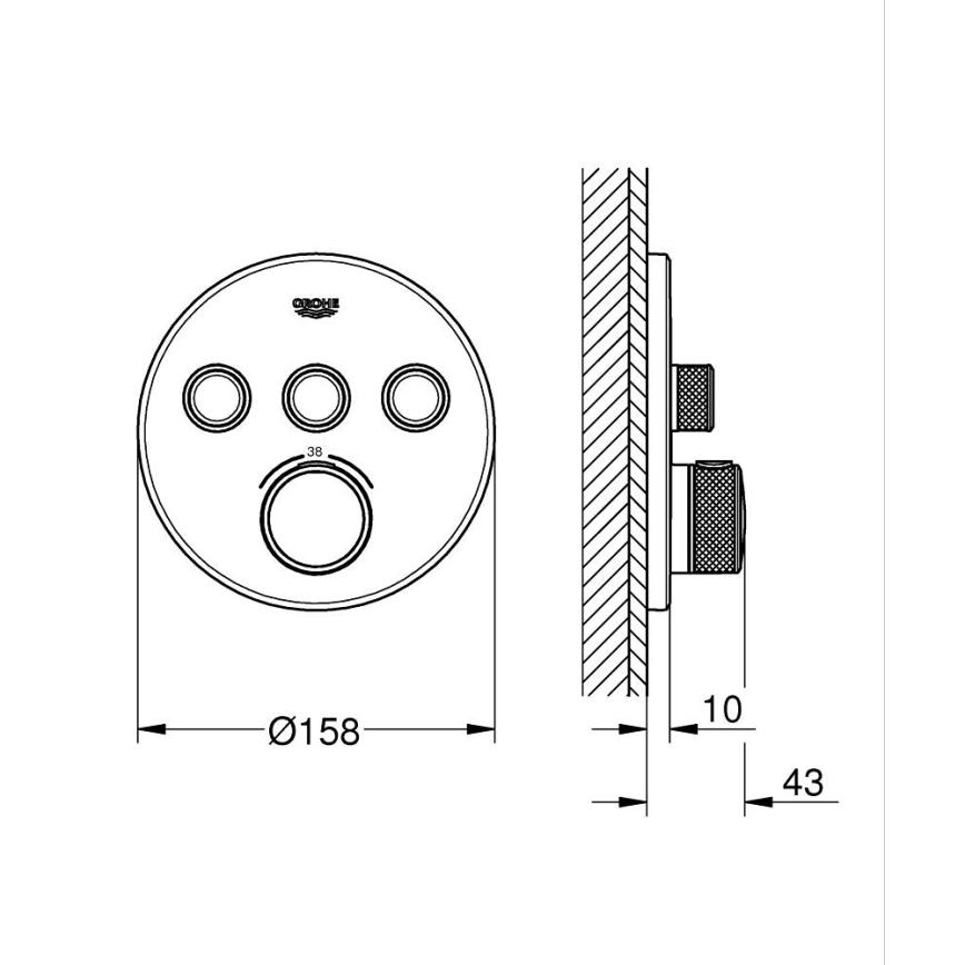 GROHE 29121000 - Termostatisk blandare GROHTHERM SMARTCONTROL blank krom