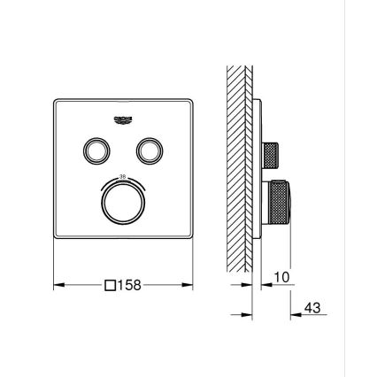 GROHE 29124A00 - Termostatisk blandare GROHTHERM SMARTCONTROL grafit