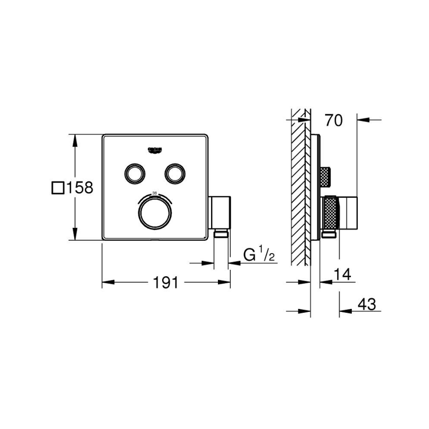 GROHE 29125000 - Termostatstyrd badkarsblandare GROHTHERM SMARTCONTROL krom