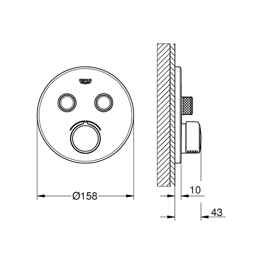 GROHE 29145000 - Täckplatta för infälld blandare SMARTCONTROL, blank krom