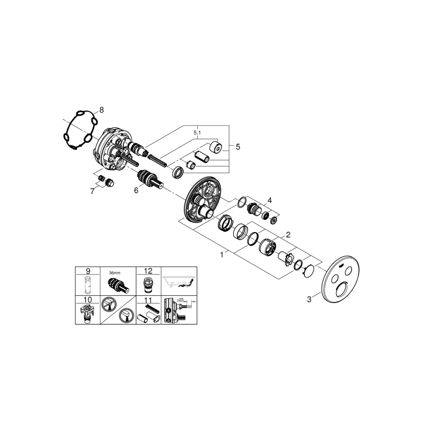 GROHE 29145000 - Täckplatta för infälld blandare SMARTCONTROL, blank krom