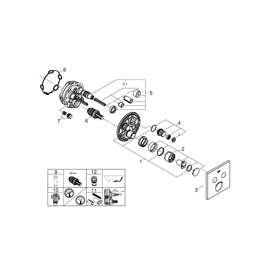 GROHE 29148000 - Lock till inbyggd SMARTCONTROL-blandare, blank krom