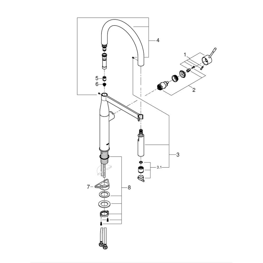 GROHE 30294GN0 - ESSENCE köksblandare i guld