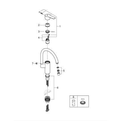 GROHE 30469000 - Köksblandare START med hög pip, blank krom