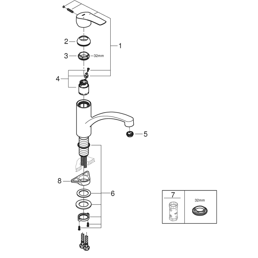 GROHE 305302432 - Köksblandare START 184 mm svart