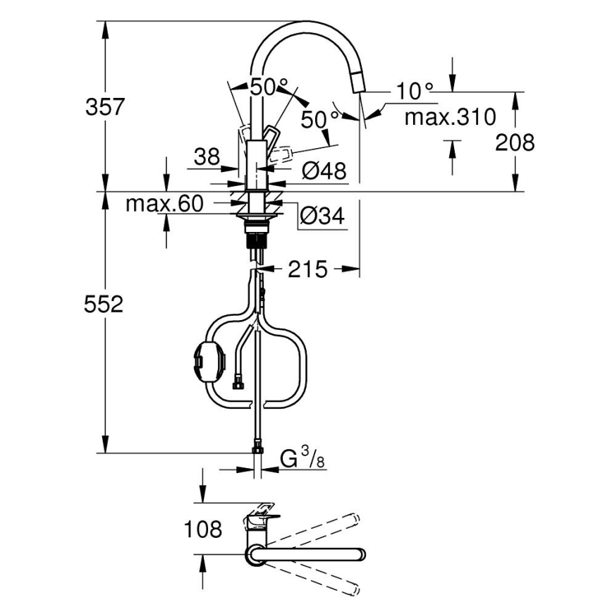 GROHE 30556000 - Köksblandare START LOOP 357 mm, blank krom