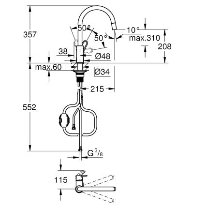 GROHE 30569000 - Köksblandare START FLOW 357 mm, polerad krom