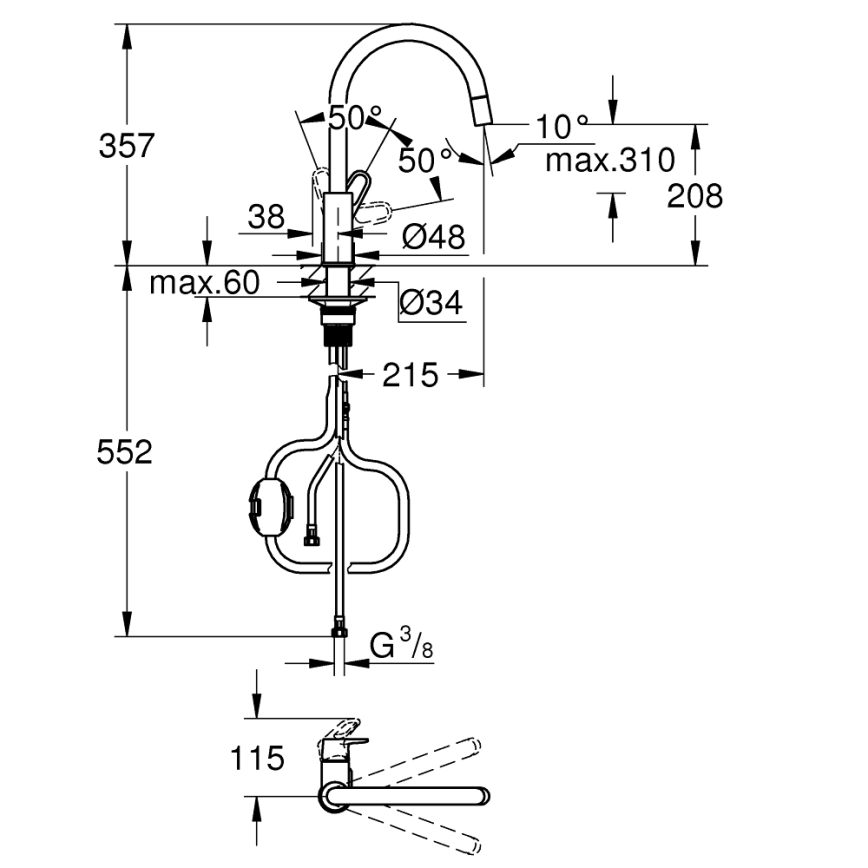 GROHE 30569000 - Köksblandare START FLOW 357 mm, polerad krom