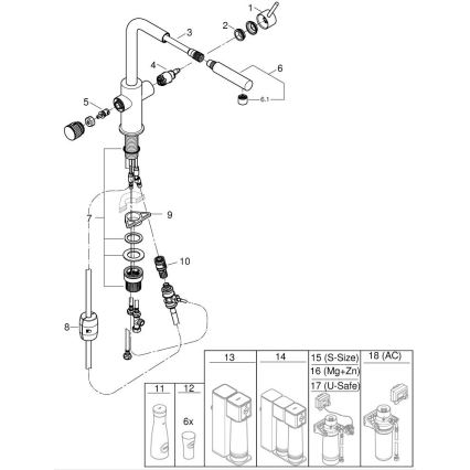 GROHE 30601000 - Diskblandare BLUE PURE A med utdragbar pip, i blank krom