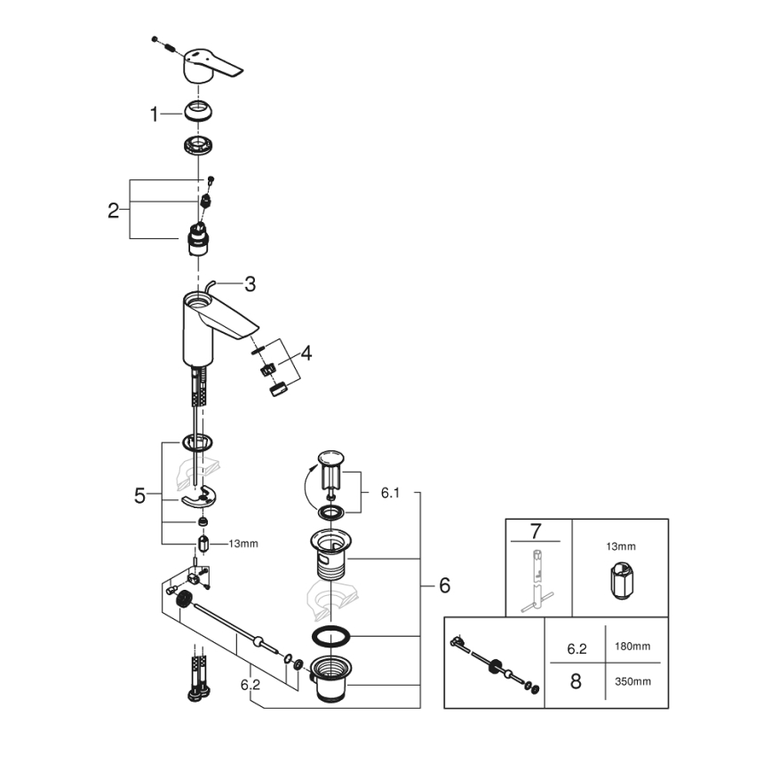 GROHE 31137002 - Tvättställsblandare QUICKFIX START storlek S polerad krom