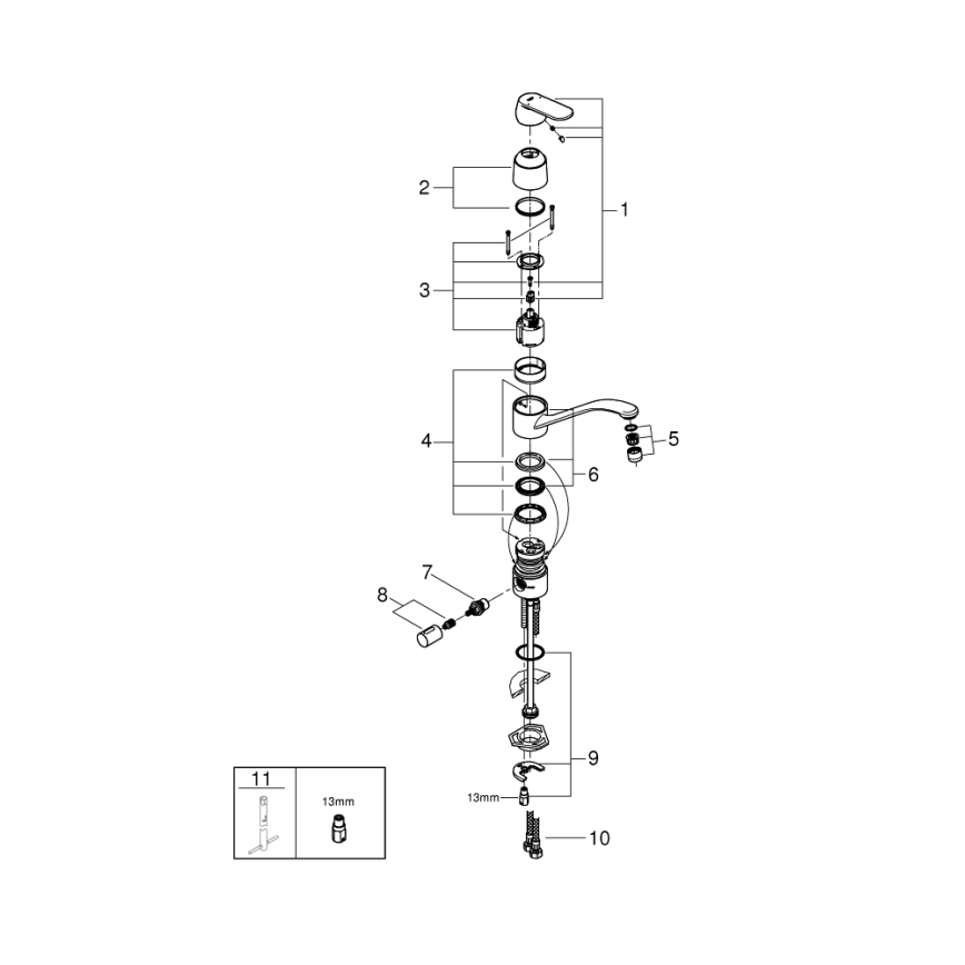GROHE 31161000 - Köksblandare EUROSMART COSMOPOLITAN 140° blank krom