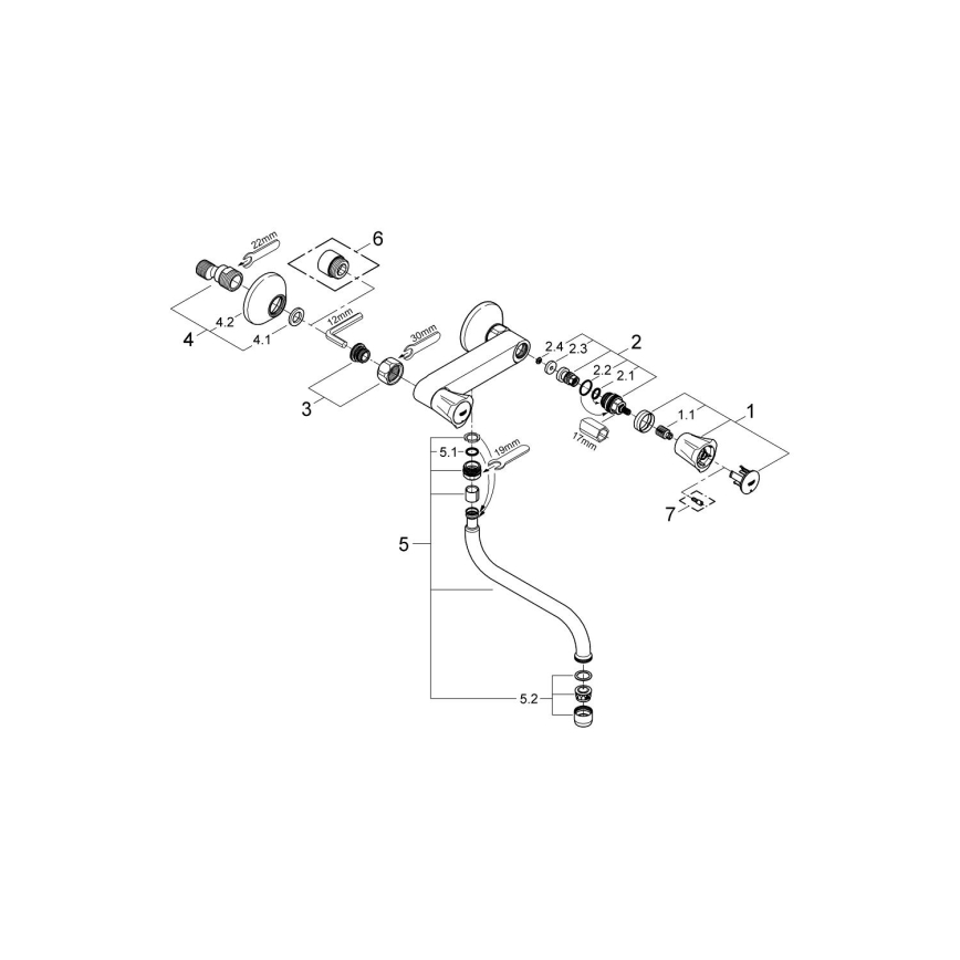 GROHE 31187001 - Väggmonterad köksblandare COSTA L 200 mm polerad krom