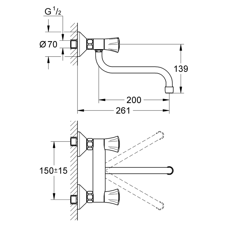 GROHE 31187001 - Väggmonterad köksblandare COSTA L 200 mm polerad krom