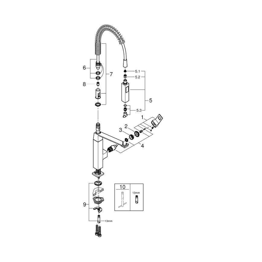 GROHE 31395000 - Köksblandare EUROCUBE 547 mm polerad krom