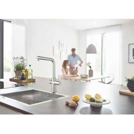 GROHE 31454001 - Köksblandare BLUE HOME, L‑pip, blank krom