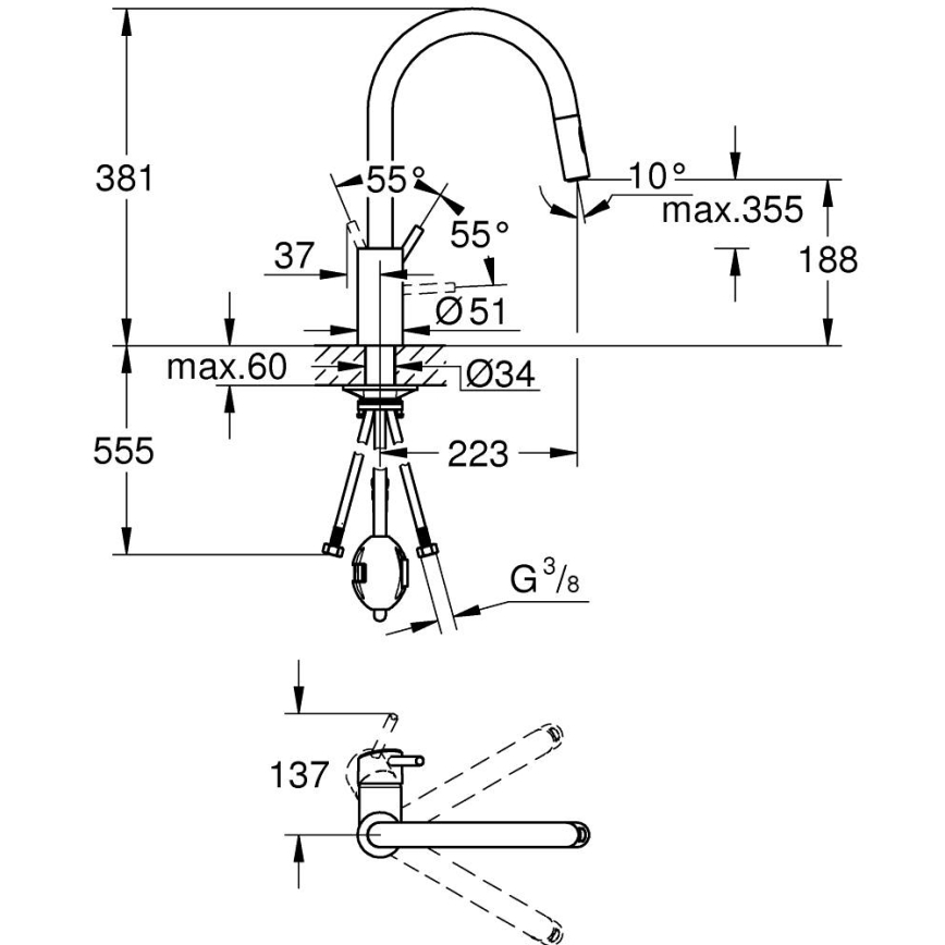 GROHE 31483DC2 - Köksblandare CONCETTO i rostfritt stål