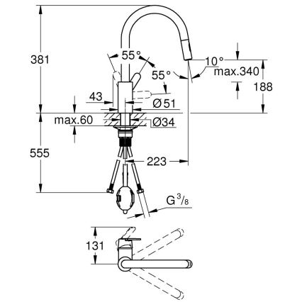 GROHE 31484001 - Köksblandare GET i polerad krom