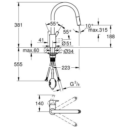 GROHE 31486DC1 - Köksblandare FEEL i rostfritt stål