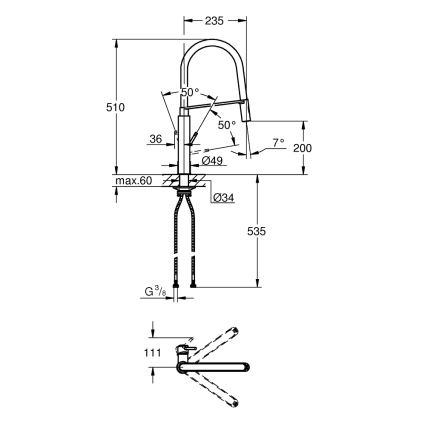 GROHE 31491DC0 - Köksblandare CONCETTO DN 15 i rostfritt stål
