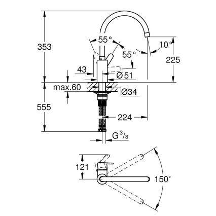 GROHE 31494001 - Köksblandare GET blank krom