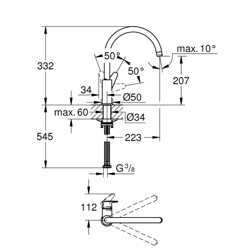 GROHE 31554001 - Diskbatteri START CURVE polerad krom