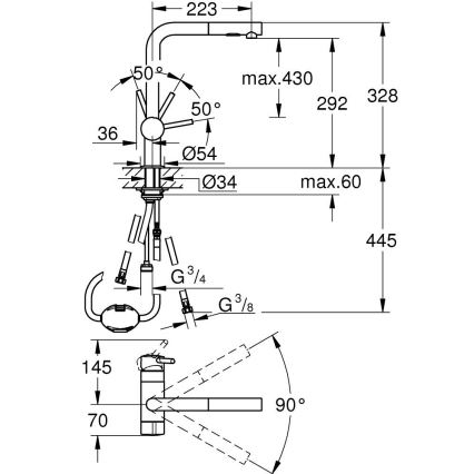 GROHE 31558GN0 - Köksblandare A, guld
