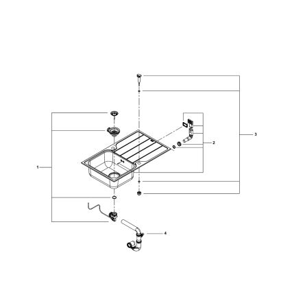 GROHE 31573SD1 - Set med köksdiskho K500 med avrinningsyta och köksblandare A, 86×50 cm i rostfritt stål