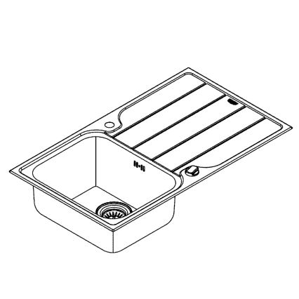 GROHE 31573SD1 - Set med köksdiskho K500 med avrinningsyta och köksblandare A, 86×50 cm i rostfritt stål