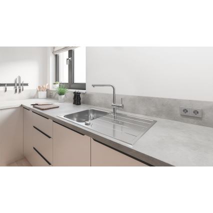 GROHE 31573SD1 - Set med köksdiskho K500 med avrinningsyta och köksblandare A, 86×50 cm i rostfritt stål