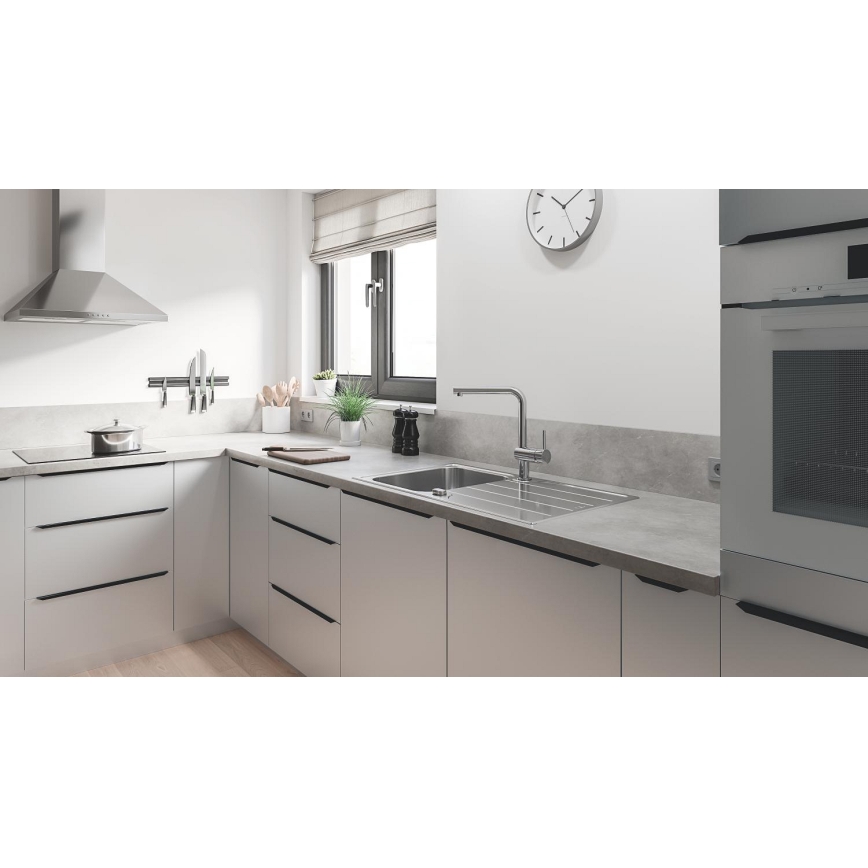 GROHE 31573SD1 - Set med köksdiskho K500 med avrinningsyta och köksblandare A, 86×50 cm i rostfritt stål
