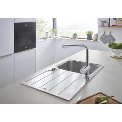 GROHE 31573SD1 - Set med köksdiskho K500 med avrinningsyta och köksblandare A, 86×50 cm i rostfritt stål