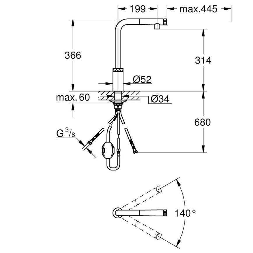 GROHE 31613000 - Köksblandare A SmartControl 314 mm blank krom