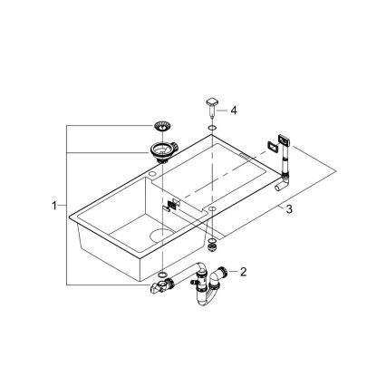 GROHE 31645AP0 - Diskho K500, 1000 × 500 mm, sten/svart