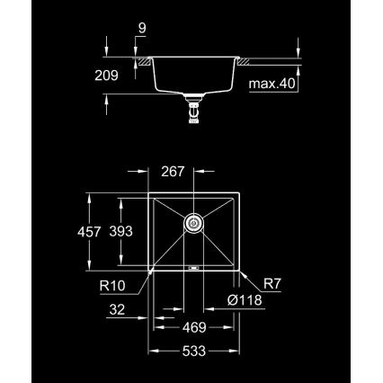 GROHE 31654AP0 - Kompositdiskho K700U 533 × 457 mm svart