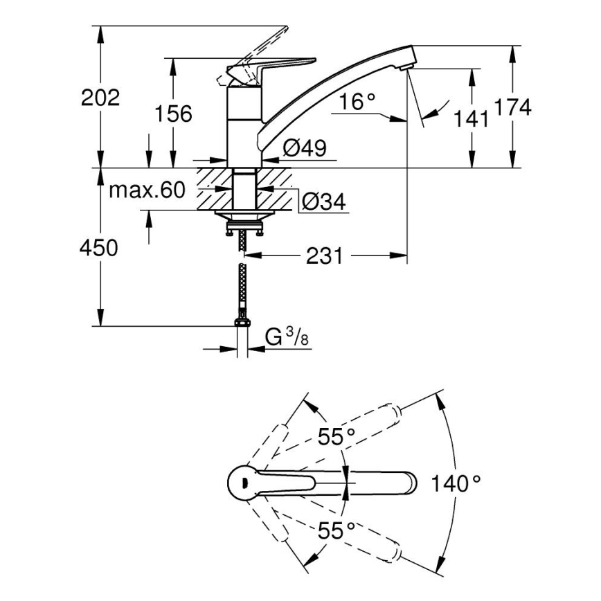 GROHE 31685000 - STARTECO köksblandare i blank krom
