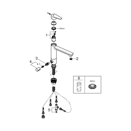 GROHE 31696000 - Köksblandare BAUEDGE, blank krom