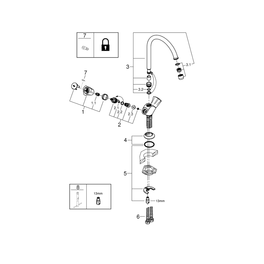 GROHE 31831001 - Köksblandare COSTA L, blank krom