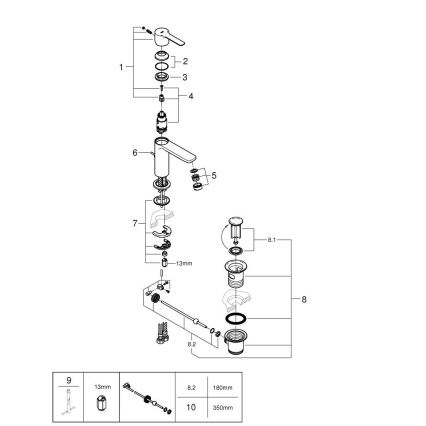 GROHE 32109GL1 - LINEARE tvättställsblandare i guld